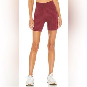 NWT 525 America Womens Cable Knit High Waisted Burgundy Red Biker‎ Shorts Medium